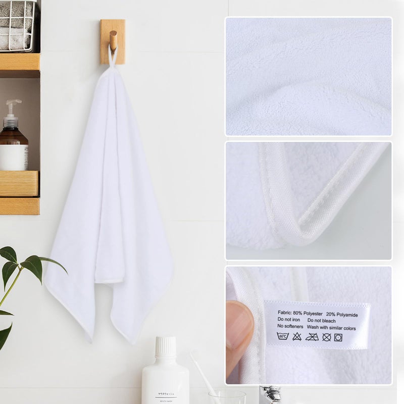 SINLAND Microfiber Hand Towels for Bathroom Super Soft Washcloth for Home Spa Sports Face Towels Hair Towels 16Inch x 30Inch White 3Pack - Image 5